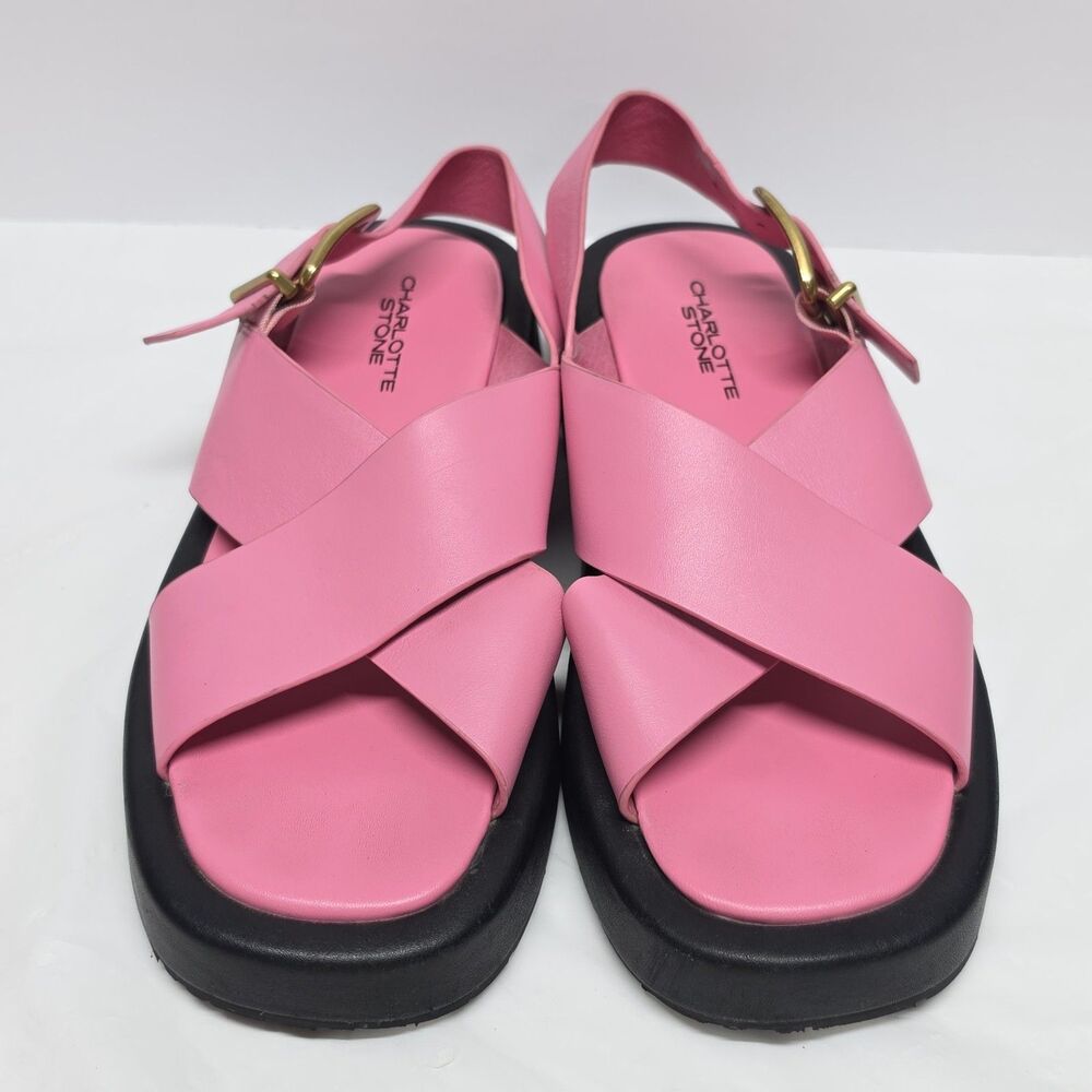 Charlotte Stone Platform Sandals Anto Pink Slingbacks Womens Sz 9 Leather